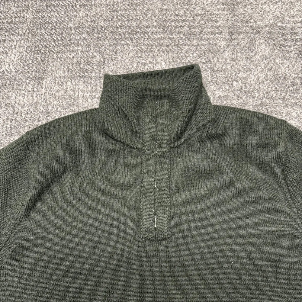 Banana Republic Mens Mock Neck Pullover Sweater XL Green Extra Fine Merino Wool‎